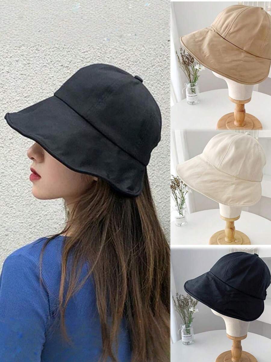 1 件渔夫帽女夏可扎马尾遮阳帽韩版百搭防晒遮脸鸭舌帽薄款日式太阳帽可折叠宽边马尾遮阳帽可调节，夏季速干太阳帽，渔夫帽，女式沙滩帽设计，适合海滩、旅行和休闲穿着 - 耐用时尚的沙滩配饰，沙滩帽，安全贴合头饰