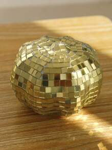 1 pieza Decoración creativa con diseño de calabaza con láser dorado y plateado con reflejo de espejo, adecuado para fiestas festivas, salas de baile, decoraciones de bar, decoraciones de calabaza con láser disco, decoración retro para el hogar, adornos de mesa, decoración con tema disco, suministros para fiestas de cumpleaños y bodas, decoración de Acción de Gracias y Festival de la Cosecha (Regalos de cumpleaños)