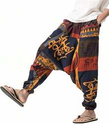 Mens Womens Harem Pants Loose Fit Boho Yoga Hippie  Drop Crotch Trousers-20256688 - phong cách 1 - Xem 2