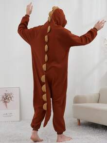 Men Funny Animal One-Piece Pajamas With Pockets And Hood, Machine Washable, Perfect For Christmas Or Casual House Wear, Unisex Funny Pajamas, Can Be Worn Outside.