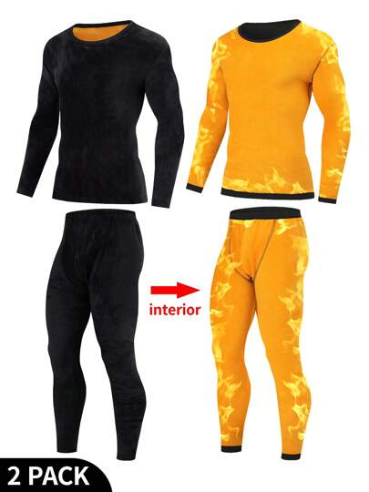 2pcs Men's Thermal Underwear Set, Autumn/Winter Long Johns Crew Neck Thermal Underwear