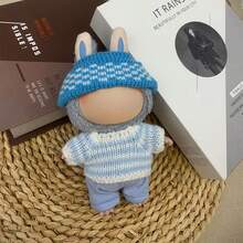 Ropa de muñeca de 6.69 pulgadas, compatible con Labubu, 1 set de decoración - Conjunto de sombrero de cubo, suéter y pantalones de moda, adecuado para muñecas de 6.69 pulgadas, accesorios lindos de BuLabu, para jugar y exhibir (muñecas no incluidas)