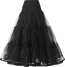Plus Size Ankle Length Petticoat Crinoline Underskirt For Weddings - 黑色 - 查看 1