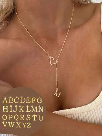 1pc Stainless Steel 26 Letters Necklace, Women Pendant Choker Initial Necklace, Jewelry Gift, Non-Fading