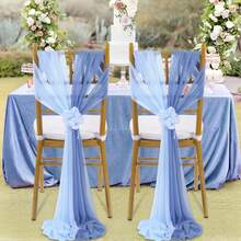 8pcs Blue Chiffon Sashes & 8pcs Pink Chiffon Sashes, Wedding Chair Covers And Aisle Decor, Suitable For Weddings, Ceremonies, Parties, Events, Banquets, Balls - Multicolor - View 12