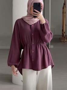 女士时尚休闲长袖衬衫，适合所有季节