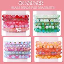 24 Color Glass Beads Kit, 8mm Bracelet Making Set For Adult Women Handmade DIY Jewelry Making