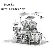 3D金属拼图DIY金属拼装模型乐器吉他、贝斯、架子鼓、钢琴、小提琴、小号模型，圣诞礼物，畅销品，卡扣式组装，无需胶水