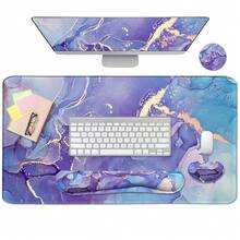 Large Keyboard Mouse Pad Set, Extended Mouse Pad+Keyboard Wrist Rest Support, Memory Foam Ergonomic Easy Typing, 4Pcs (35.4*15.9 In) Desk Pad Set For Home Office Study Game - Colorful-671326 - xin - View 2