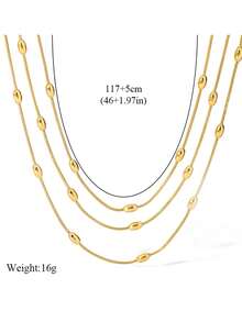 1 Set de Joyería de Collar y Pulsera de Acero Inoxidable Multicapa de Lujo, Estilo Minimalista Elegante, Versátil para Regalo o Uso Diario - Amarillo Oro - Ver 8