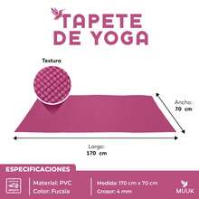 MUUK FITNESS Alfombrilla de Yoga 170 x 70 cm – Grosor 4 mm, Tapete para Yoga, Pilates, Fitness y Ejercicio, Antideslizante, Plegable y Fácil de Transportar, PVC Resistente y a Prueba de Agua, Ideal para Casa, Gimnasio, Parque o Viajes, Diseño Cómodo que Protege Articulaciones, Superficie Estable y Duradera para Relajación, Meditación y Estiramientos, Apta para Principiantes y Expertos. - Rosa Fucsia - Ver 5