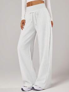 VUTRU 高腰带口袋休闲哈伦裤，阔腿裤，适合日常街头穿着，秋冬季紧身裤 - 淺灰色 - 查看 5