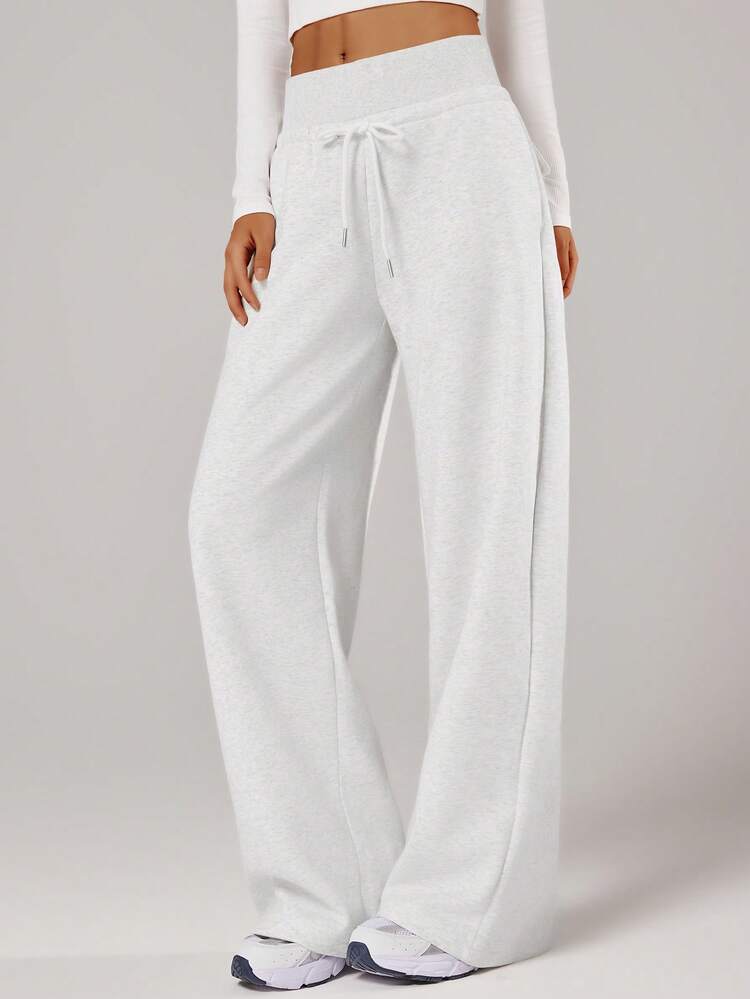 VUTRU High Waist Pocketed Casual Harem Pants, Wide Leg Trousers For Everyday Street Wear, Autumn/Winter Tights - Light Grey - View 5