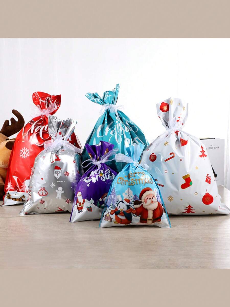 Christmas Gift Bags, New Gift Wrapping Drawstring Bags, Christmas Decoration Bags, Christmas Tree Decor Candy Bags, Drawstring Bags, Foil Bags, Candy Packaging Gift Bags, Christmas Eve Candy Bags, Packaging Bags, Gift Bags, Christmas Decoration, Christmas Gifts, Suitable For Gift Wrapping, Candy Packaging, Christmas Decoration, Holiday Decoration