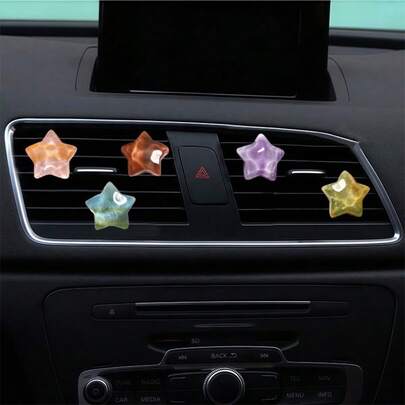 3pcs Crystal Star Car Air Vent Clips, Fashionable Pentagram Vent Decor For Women, Fragrance-Free, Easy To Use Car Air Conditioning Vent Accessories