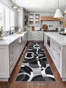 1pc Modern Minimalist Black Area Rug, Washable Non-Slip, 850g/M² For Living Room Bedroom Kitchen Office Entryway