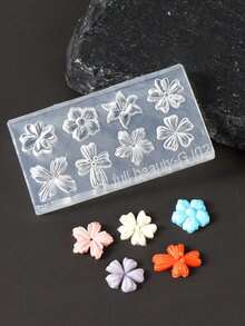 2pcs Spring Petal Silicone Nail Art Molds, Lily & Cherry Blossom Floral DIY Nail Design 3D Carving Reusable Nail Mold Templates - Clear - View 3