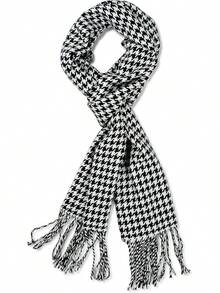 Soft Luxurious Classic Cashmere Feel Winter Scarf With Box, Cozy Warm Scarf - 黑白千鳥格禮物 - 查看 4