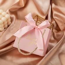 15/12/10/8/6/5/1pc, Size 4.5x1.8x3.9 Inches, Mini Thank You Gift Bags With Bow, Pink Pattern Paper Gift Bags, Suitable For Wedding, Valentine's Day Gift Packaging, Party, Birthday, Wedding, Bridal Shower Favors, Wedding Guest Gifts, Gift Boxes, Wedding Reception Decor (Black), Halloween Decor, Halloween Party Supplies - Black - View 12