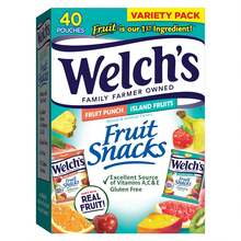 Fruit Snacks, Fruit Punch & Island Fruits, Individual Single Serve Bags, 0.8 Oz (Pack Of 40),12747710