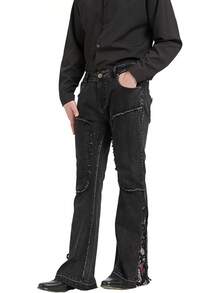 Men's Relaxed Stretch Vintage 60s 70s Bell Bottom Fit Comfort Flared Retro Leg Denim Jeanshalloween - Blackn - 查看 8