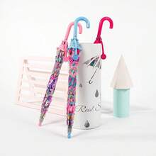 1pc New Children's Colorful Princess Umbrella With Bag Edge Cute Transparent Plastic Printed Unicorn Kindergarten Umbrella Boy Valentine Heart Valentine Summer Cooling,Beach,Travel - Hot Pink - View 7