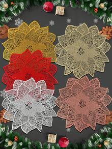 1/4/6 قطعة من أطباق الطاولة المزينة بنبات الذهبي من البي في سي، عازلة للحرارة ومانعة للانزلاق، مناسبة لديكور فنادق ومطاعم ، وحفلات الزفاف وعيد الحب والاحتفالات العطلات والنزهات وحفلات أعياد الميلاد