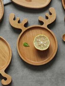 1 件鹿角托盘、圣诞派对餐盘、木制水果盘、小吃和干果托盘、红木鹿托盘 - 彩色 - 查看 6