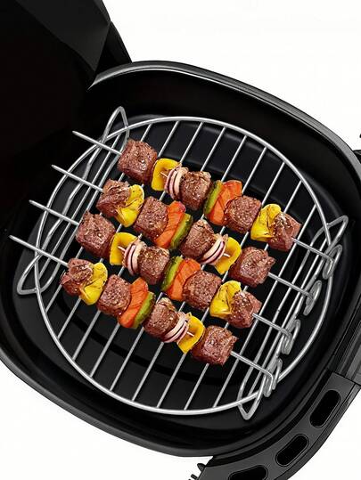 1 pièce Grille en acier inoxydable pour friteuse à air, grille de cuiseur-vapeur en acier inoxydable, pour grille polyvalente de friteuses à air, grille de grill et de cuisson à la vapeur avec étiquettes de barbecue, grille de cuiseur, pratique et commode, facile à nettoyer, peut être utilisée pour le barbecue, les petits pains vapeur, le pain grillé, les tartelettes, le pain grillé, etc., et convient à toutes sortes de cuiseurs, de cuiseurs-vapeur, de friteuses à air, de fours à micro-ondes, de fours, d'accessoires de cuisine, d'ustensiles de cuisson, d'outils de barbecue.