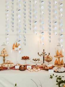 Round Flags Party Background Decoration For Wedding Season, Graduation Season, Birthday Party Decoration For Silver Polka Dot Garland Hanging Polka Dot Streamers Silver Party Decoration String Flag Background Birthday Wedding Gift Shower Engagement Bridal Shower Graduation Birthday Bachelor Party,Party Decorations Christmas Decorations Home Decoration, Festive Atmosphere