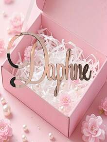 One Personalized Acrylic Nameplate Mirror Wall Decoration With Rose Gold Lettering, Suitable For Weddings, Holiday Decorations; Gifts, Birthdays, Housewarmings, Wedding Decorations, And Country Wedding Decorations. Multifunctional, Durable, Highly Decorative, Reusable, Exquisite, Stylish, High-Quality, Rich In Colors, Modern, Customizable, Personalized, And Unique. Suitable For Tea Rooms, Homes, Gardens, Offices, Anniversaries, Valentine's Day, Mother's Day, Father's Day, Graduation Ceremonies, Weddings, Housewarmings, And Other Occasions. - Hot Pink - View 3