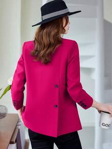 2025 Spring/Autumn Women's Stylish Design Blazer Jacket, Casual Chic Korean Version, Rose Red - Hot Pink - View 5