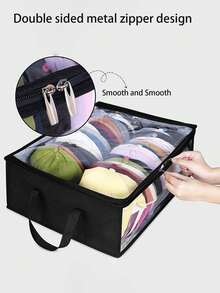 1 pieza Nuevo organizador de bolso plegable, bolsa de almacenamiento de tela no tejida de gran capacidad y de doble cubierta para sombreros, ropa, adecuado para el hogar, el armario, debajo de la cama, diseño transparente para una fácil visualización, bolsa de almacenamiento multifuncional - Multicolor - Ver 5