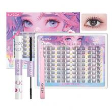 ELYZZA Idol Lash Extension Kit 10-12mm C+ Curl Eyelash Clusters With Thin Band Cluster Lashes Extensions With Bottom Lashes Lash Bond For DIY Individual Lashes At Home - Lash With BondRemover - 查看 1