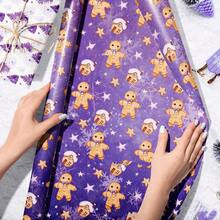 12pcs Purple Christmas Wrapping Paper Set With Snowman & Floral Designs - Festive Holiday Gift Wrap, No Accessories Included Christmas Pajamas Gifts Christmas Decor - Multicolor - View 6
