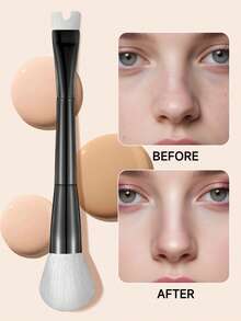 Pędzel do makijażu w kształcie litery U do konturowania nosa, do modelowania i definiowania, podwójny pędzel do podkładu i rozświetlacza, pędzel do cieni do nosa, pędzel do podkładu, pędzel do korektora, pędzel do różu, pędzel do konturowania, pędzel do różu, pędzel do bronzera, pędzel do pudru, pędzel do podkładu, pędzel do różu - Czarne - Zobacz 9