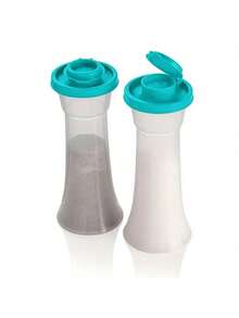 2pcs Plastic Sealed Salt & Pepper Shakers With Timer Lid, Large Size, Moisture-Proof For Home, Kitchen, Restaurant, Camping - Multicolor - View 7