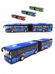 1:64合金压铸巴士模型车城市快车1:50豪华双层巴士灯光音乐铸造车金属玩具趣味回力儿童男孩礼物热销飞机救护车压铸巴士巴士玩具玩具巴士返校 - 藍色 - 查看 3