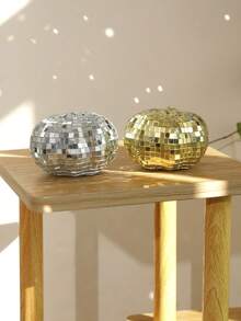 1 pieza Decoración creativa con diseño de calabaza con láser dorado y plateado con reflejo de espejo, adecuado para fiestas festivas, salas de baile, decoraciones de bar, decoraciones de calabaza con láser disco, decoración retro para el hogar, adornos de mesa, decoración con tema disco, suministros para fiestas de cumpleaños y bodas, decoración de Acción de Gracias y Festival de la Cosecha (Regalos de cumpleaños)