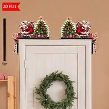 1pc, Vintage Wooden Christmas Door Corner Decoration, Santa Claus With Reindeer And Snowman, Festive Wall Accents For Indoor/Outdoor, Living Room, Bedroom, Office-Idea For Holiday Gifts And Seasonal Decor