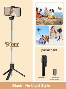 1,7 m/70 cm trådlös Bluetooth selfie-stativ med LED-ljus, 360° roterande trådlös fjärrkontrolltelefonhållare, kompatibel med iPhone 16/15/14/13/12/11/Max/Pro/Xs/Xr/X/Plus, Galaxy S25/S24/S23/S22 Ultra och andra Android-smartphones, GoPro, lämplig för resor och livestreaming