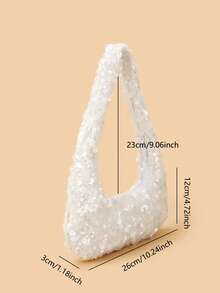 轻巧、商务休闲亮片装饰流浪包，完美的新娘钱包，适合婚礼、舞会和派对活动晚宴包、晚餐包，迷人、优雅、精致、安静奢华的水钻，适合派对女孩、女士、新娘，非常适合派对、晚餐/宴会 - 白色 - 查看 8