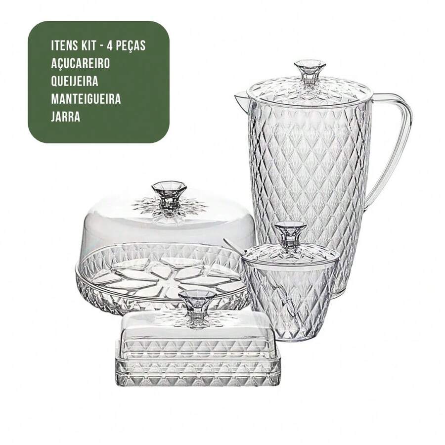 Glamour Kitchen Kit Table Setting Breakfast Afternoon Dinner Butter Jar Sugar Bowl Cake Stand - 透明的 - 查看 1