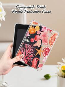 A Purely Beautiful, Fresh And Lovely Transparent Kobo Case, Transparent TPU Material Anti-Drop Protection Case Pink Elements Series Pattern, Suitable For Kobo E-Book Readers,Kindle Paperwhite (12th Gen) Romantic Gift