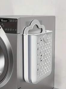 1pc Modern Foldable Laundry Basket | Plastic Hollow Wall-Mounted Storage Box, Can Be Used To Store Clothes, Toys, Snacks, Fruits, Also Suitable For Balcony Storage - Multicolor - View 3