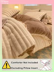 3pcs Fluffy & Super Soft Duvet Cover Set - Faux Fur Duvet Cover Set, Plush Duvet Cover Set, Boys Girls Dorm Bedding 1pc Duvet Cover With Zipper Closure And 2pcs Pillow Shams, Comforter Not Included, Twin, Full, King, Queen Size - Creamy White - View 4