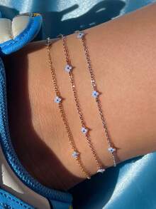 1 chiếc lắc chân bạc S925 tối giản đính đá Zirconia hình hoa, món quà trang sức tinh tế dành cho phụ nữ hoặc bạn gái. - Hoa nhỏ tính khí - Xem 6