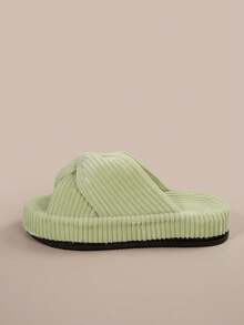 2025 Criss-Cross Flat Slip-On Slippers, New Bowknot Design, Soft Bottom Comfortable House Slippers, Slouchy Homewear Essential - Green - View 2