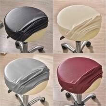 Capa de assento redonda de Pu à prova d'água, cor sólida, capa giratória para cadeira, tudo incluído, à prova de poeira, capa para cadeira de bar - Multicolorido - Ver 6