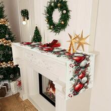 1pc Christmas Table Runner, Buffalo Plaid Pattern, Farmhouse Style Linen-Like Decor Flag For Christmas Party, Seasonal Home Decoration For Kitchen, Dining Table, Coffee Table, Holiday, Wedding